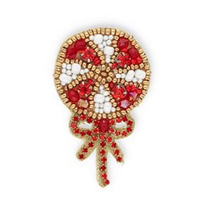 Broches piruleta con lazo Rojo-blanco-dorado