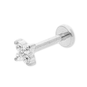 Piercing oreja Acero Inox flor con strass Plateado-cristal