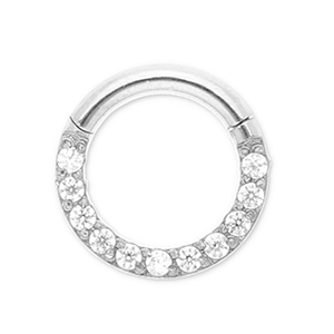Piercing oreja Acero Inox clicker anillo con strass Plateado-cristal