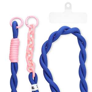 Cord&oacute;n para m&oacute;vil trendy incl. parche de sujeci&oacute;n Azul oscuro-rosa
