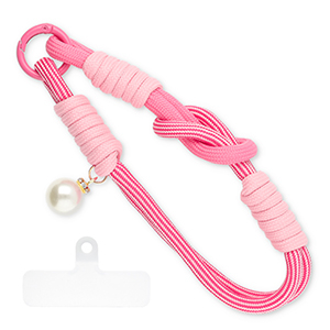 Cord&oacute;n para m&oacute;vil trendy con perla incl. parche de sujeci&oacute;n Multicolor rosa-blanco-blanco marfil
