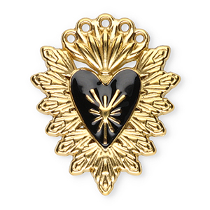 Colgantes Acero Inox sagrado coraz&oacute;n Dorado-negro