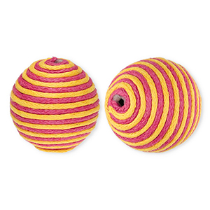 Abalorios acr&iacute;licos 22 mm con cord&oacute;n encerado Rosa oscuro-naranja