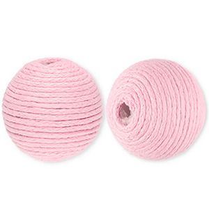 Abalorios acr&iacute;licos 22 mm con cord&oacute;n encerado Rosa claro