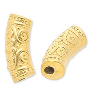 Abalorios acero inox tubo Dorado