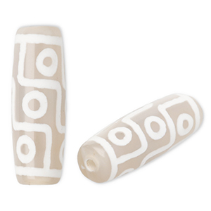 Piedras naturales abalorios Calcedonia tubo Beige arena-blanco