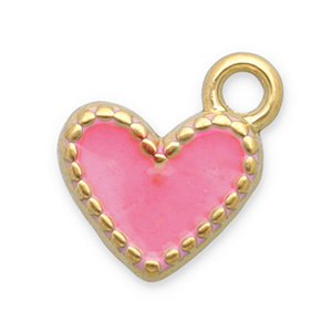Colgantes Acero Inox coraz&oacute;n Dorado-rosa