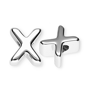 Abalorios alfabeto acr&iacute;lico letra X Plateado