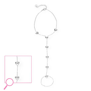 Pulseras anillo Acero Inox coraz&oacute;n Plateado