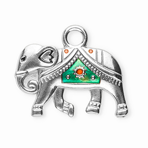 Colgantes Acero Inox elefante Plateado-verde turqueza