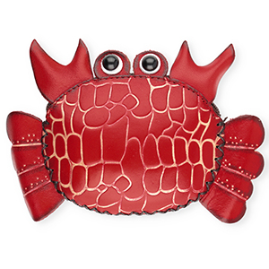 Monedero peque&ntilde;os de cuero cangrejo Rojo-beige arena-negro-blanco