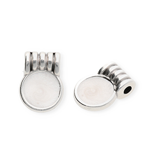 Colgantes met&aacute;licos DQ&reg; redondos Plateado vieja-blanco nacar (sin n&iacute;quel)