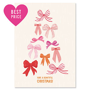 BY31&reg; Tarjetas para joyer&iacute;a "Have a bowtiful Christmas!" Beige claro-rosa-rojo-naranja c&aacute;lido