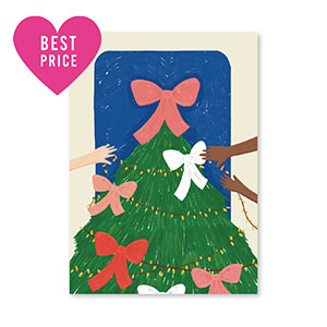Tarjetas para joyer&iacute;a &aacute;rbol navide&ntilde;o Verde-azul-rosa