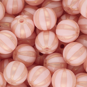 DQ&reg; Abalorios acr&iacute;licos 12 mm con rayas Rosa claro-rosa melocot&oacute;n