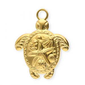 Colgantes Acero Inox tortuga con estrella de mar Dorado