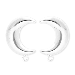 BY31&reg; Fornituras Acero Inox pendientes luna con anilla Plateado