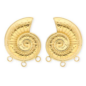 BY31&reg; Fornituras Acero Inox pendientes concha con 3 anillas Dorado