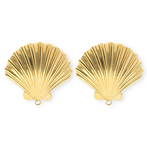 BY31&reg; Fornituras Acero Inox pendientes concha con anilla Dorado