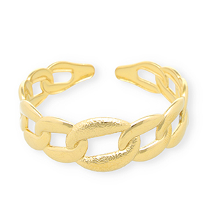 Pulseras Acero Inox bangle eslab&oacute;n gourmet Dorado