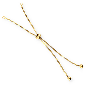 Fornituras acero inox semi pulsera con abalorio de cierre deslizante Dorado
