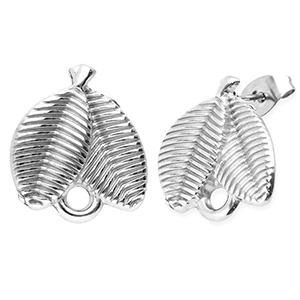 Fornituras Acero Inox pendientes hojas con anilla Plateado