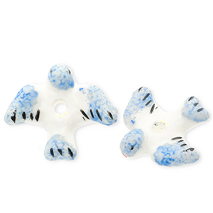 Abalorios de cer&aacute;mica p&aacute;jaro Blanco-azul-negro