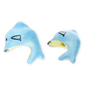 Abalorios de cer&aacute;mica delf&iacute;n Azul-amarillo-negro