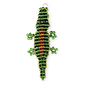 BY31&reg; Colgantes de abalorios de cristal cocodrilo Verde oscuro-marr&oacute;n &aacute;mbar-negro-dorado