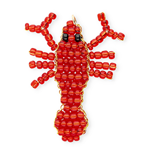 BY31&reg; Colgantes de abalorios de cristal langosta Rojo-negro-dorado