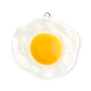 Colgantes llamativos huevo frito Blanco-amarillo