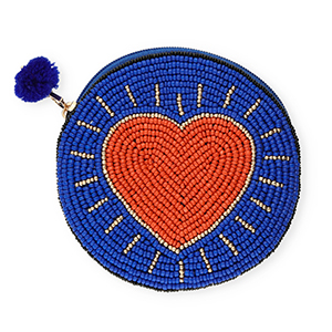 Monedero peque&ntilde;os redondos con coraz&oacute;n Azul oscuro-rojo-dorado-negro