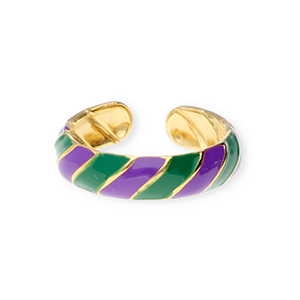 Anillos Acero Inox Dorado-p&uacute;rpura-verde