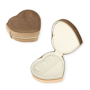 Caja de joyer&iacute;a para viaje coraz&oacute;n Marr&oacute;n