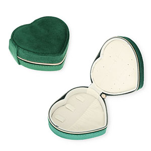 Caja de joyer&iacute;a para viaje coraz&oacute;n Verde esmeralda