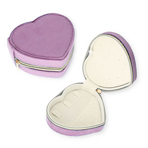 Caja de joyer&iacute;a para viaje coraz&oacute;n P&uacute;rpura
