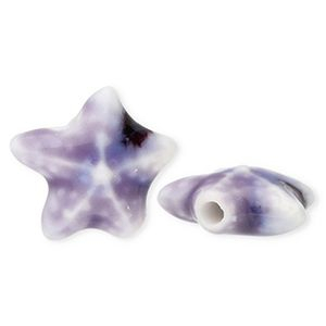 Abalorios de cer&aacute;mica estrella de mar P&uacute;rpura-azul