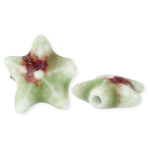 Abalorios de cer&aacute;mica estrella de mar Verde claro-marr&oacute;n