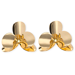 Pendientes llamativos flor con perno de acero inox Dorado