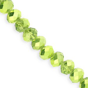 Abalorios faceteados disco 12x9mm Verde-revestimiento pearl shine