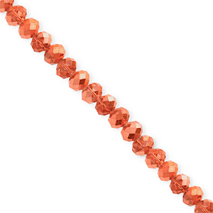 Abalorios faceteados disco 4x3mm Naranja coral-revestimiento pearl shine