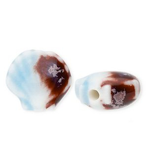 Abalorios de cer&aacute;mica concha Azul claro-marr&oacute;n