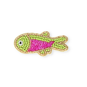 Broches pez Dorado-magenta-verde lima oscuro