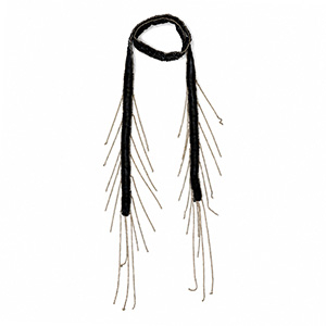 Choker de organza con cuentas de vidrio Negro-dorado
