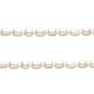 TQ Perlas de agua dulce grano de arroz 8x6 mm Blanco natural
