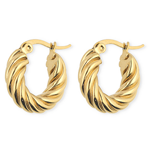 BY31&reg; Pendientes Acero Inox criollas espiral Dorado