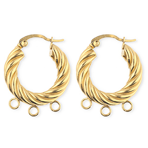 BY31&reg; Fornituras Acero Inox pendientes espiral&nbsp;con 3 anillas Dorado