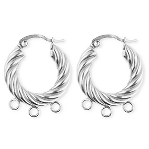 BY31&reg; Fornituras Acero Inox pendientes espiral&nbsp;con 3 anillas Plateado