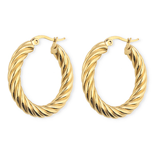 BY31&reg; Pendientes Acero Inox criollas espiral Dorado