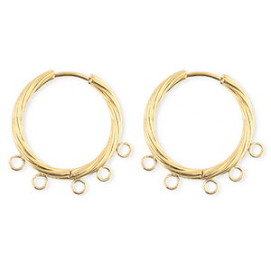 BY31&reg; Fornituras Acero Inox pendientes espiral&nbsp;con 5 anillas Dorado